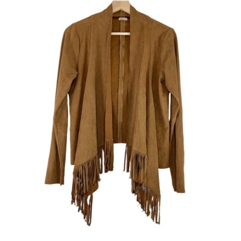 Hollister Faux Suede Fringe 90’s Jacket Open Front - Picture 2 of 5